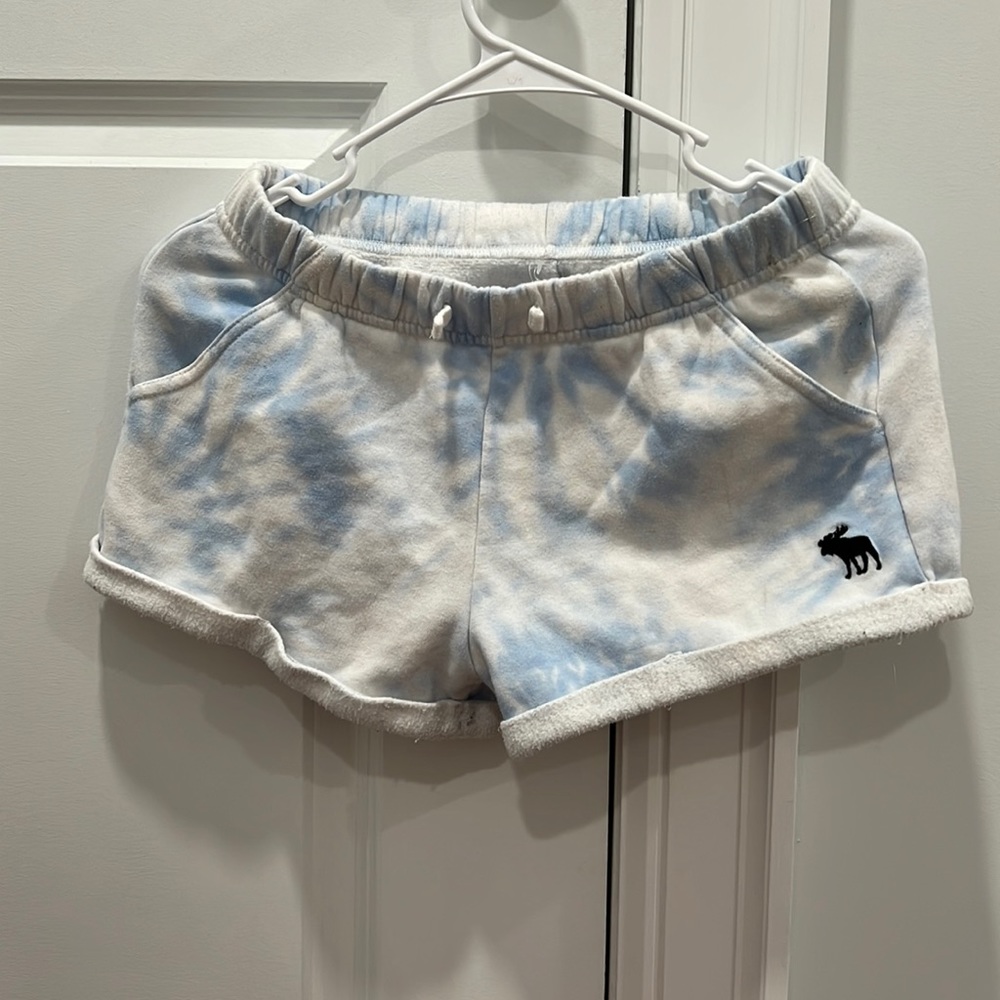 Kids Abercrombie tie diy shorts light blue and white